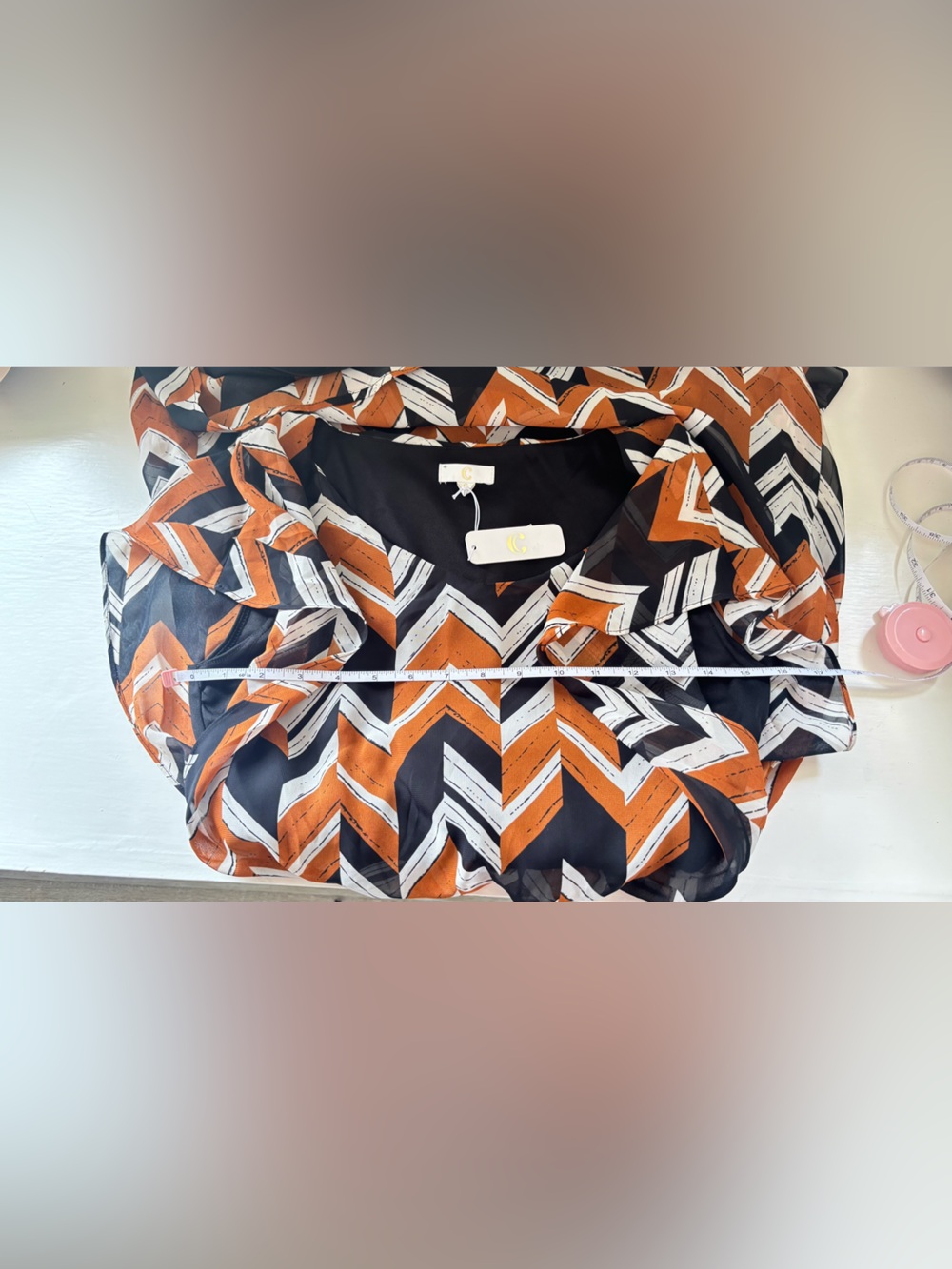 Charming Charlie Chevron Print Mini Dress in Rust, Black & White - Picture 13 of 15